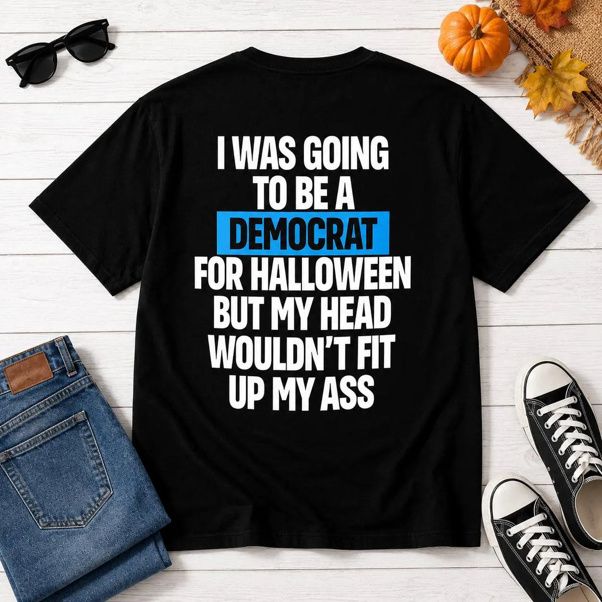 Men's Sarcastic Political Halloween Graphic T-Shirt - Cotton Short-Sleeve Casual Tee with Funny Back Print, Novelty Top for Halloween Party