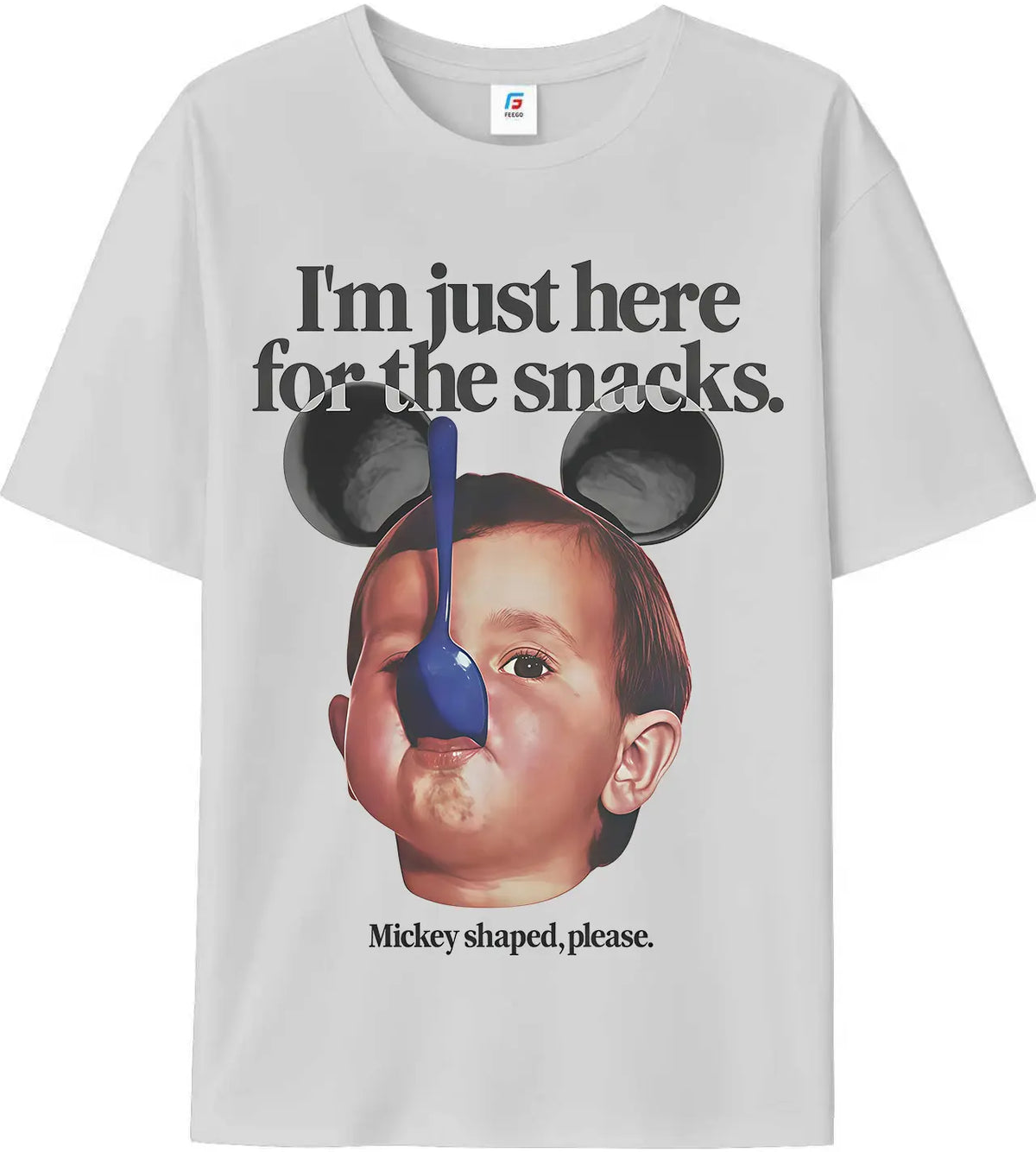 FEEGO Men's Unisex Short-Sleeve Round Neck T-Shirt - Funny Magic Kingdom "I'm Just Here For The Snacks" Graphic Top, Menswear Streetwear, Fast-Paced Gift for Boyfriend Men's Clothing Merch