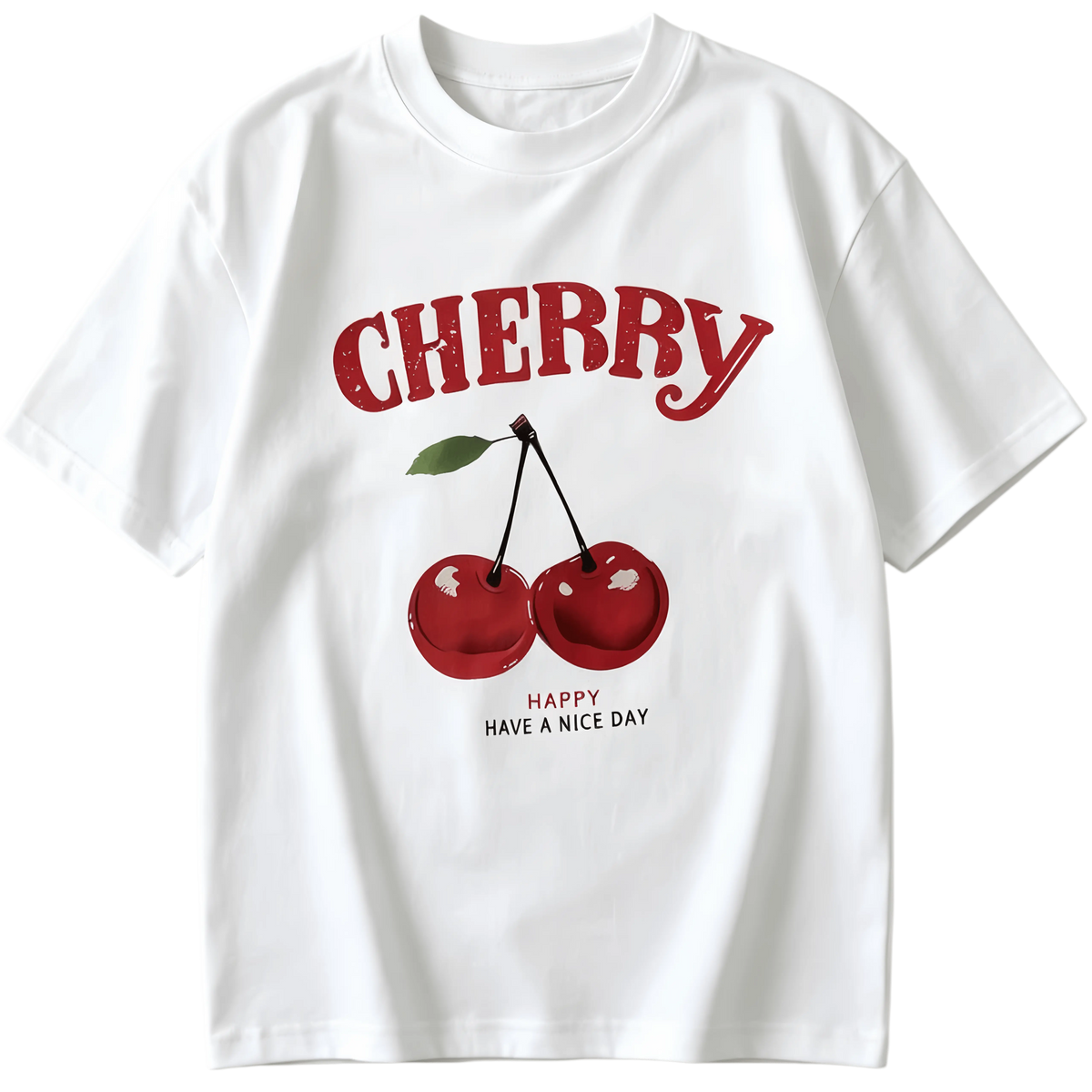 Cherry Pattern And Letter Printed T-Shirt, Round Neck Short Sleeve Casual Top, Suitable For Women Spring,Summer T Shirt, Unisex T Shirt, Graphic Tees, Funny T Shirts