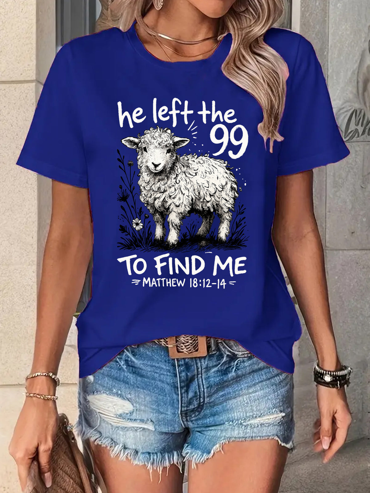 He Left Behind Those Ninety-nine Christian T-shirts-T-shirts, Funny Tees, Women's Shirts, Women's Clothing, and Ladies' T-shirts.