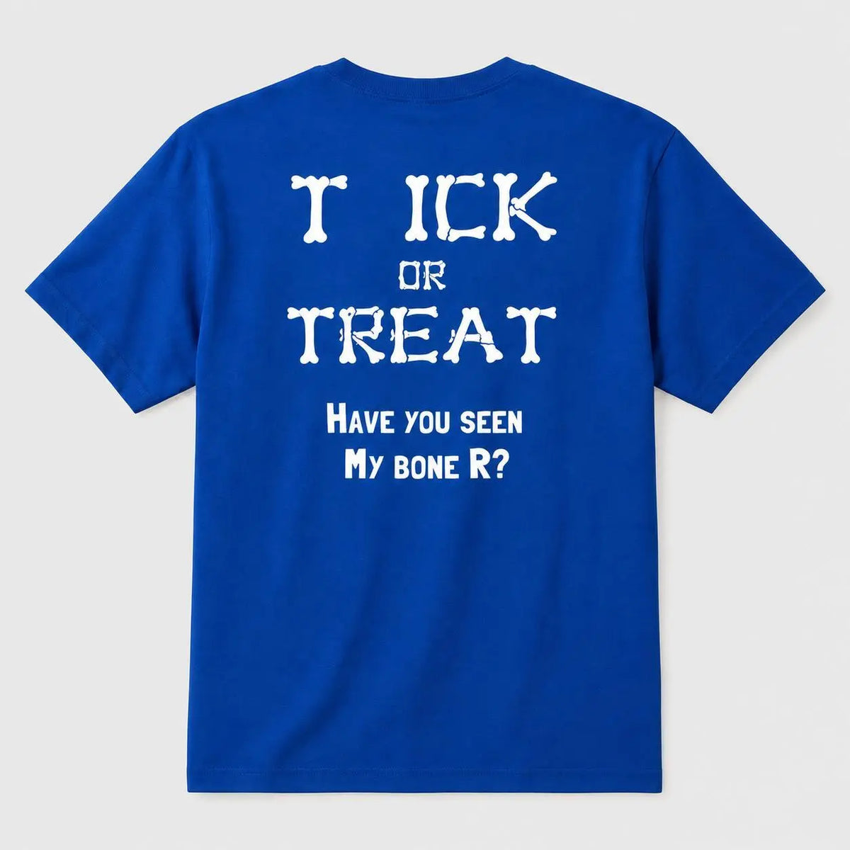 Men's Fun "Trick or Treat" Halloween T-Shirt with Bone-Style Lettering – Humorous, Quirky Graphic Short-Sleeve Casual Holiday Tee