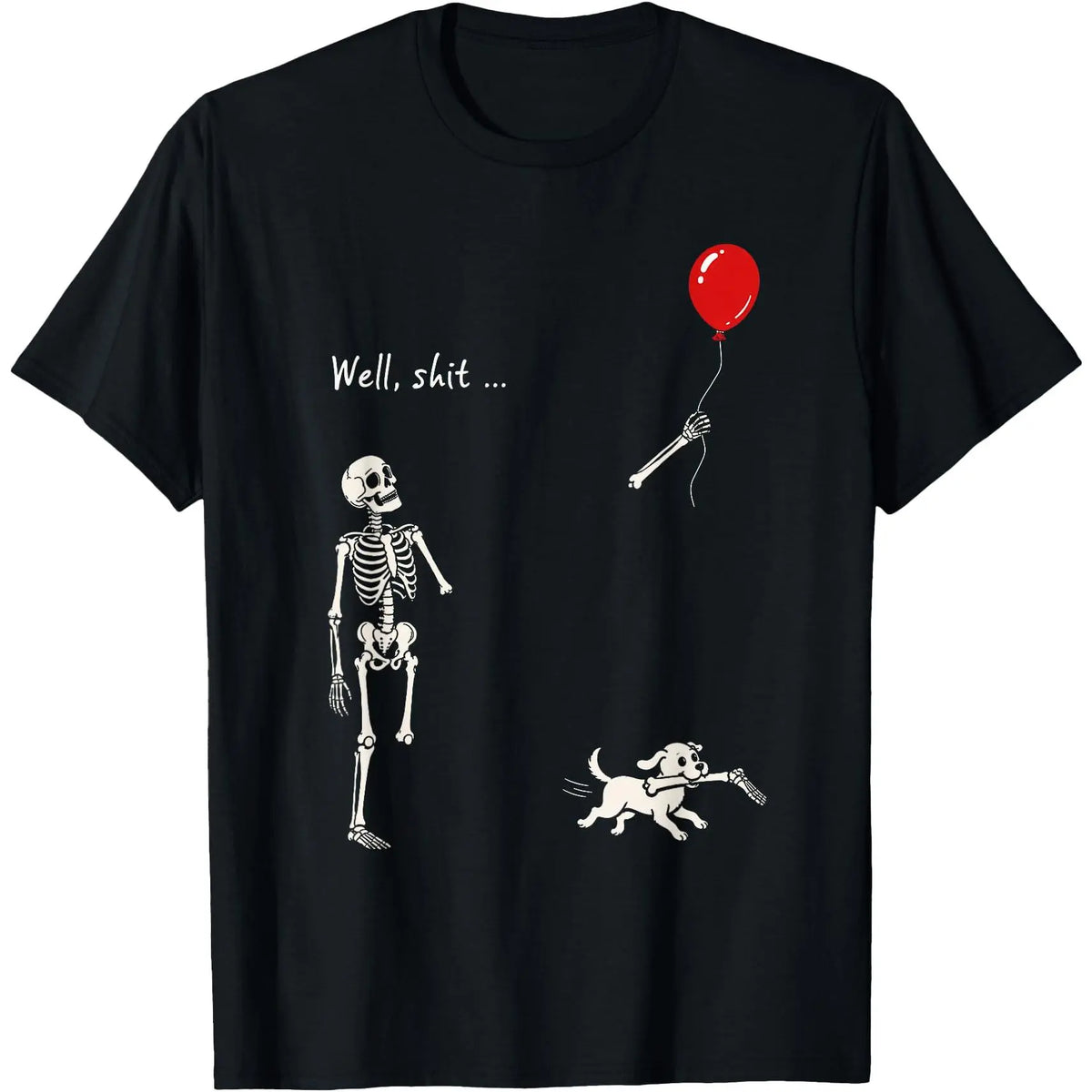 Well Skeleton Holding Balloon Gothic Halloween T-Shirt