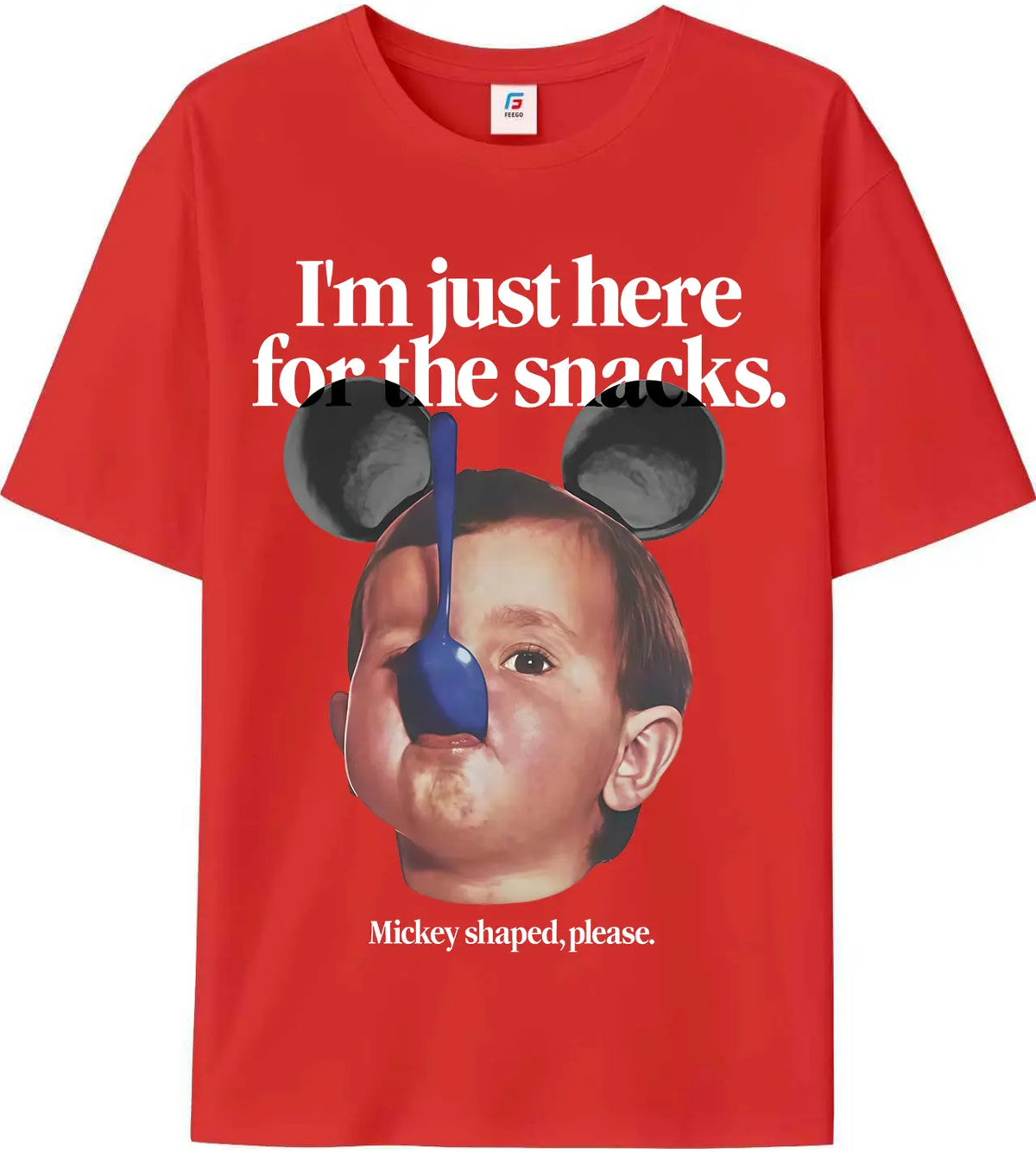FEEGO Men's Unisex Short-Sleeve Round Neck T-Shirt - Funny Magic Kingdom "I'm Just Here For The Snacks" Graphic Top, Menswear Streetwear, Fast-Paced Gift for Boyfriend Men's Clothing Merch