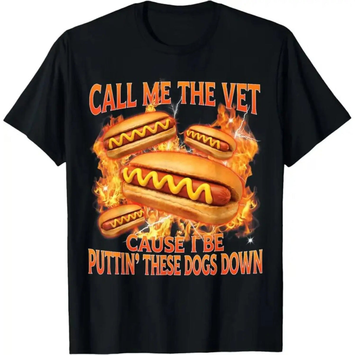 Women's Soft Round Neck Shortsleeve Breathable Everyday T-Shirt - Funny Hot Dog Meme Design, "Call Me The Vet" Phrase, Ideal for Humor Fans, Streetwear Outfits, Fashion Apparel, Womens Gifts