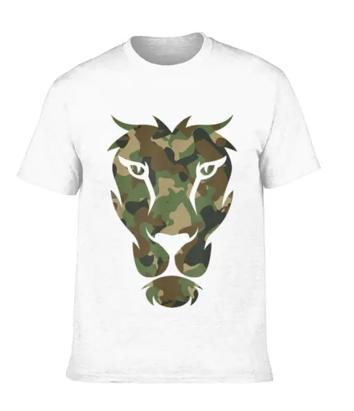 2026 New Arrival Men's Camouflage Lion Head T-Shirt - Breathable Soft Round Neck Short-Sleeve Outdoor Fabric Casual Streetwear Dad Gift Top Graphic Tee Summer Tees,clothes for back to school,first day of school outfits,sohochic