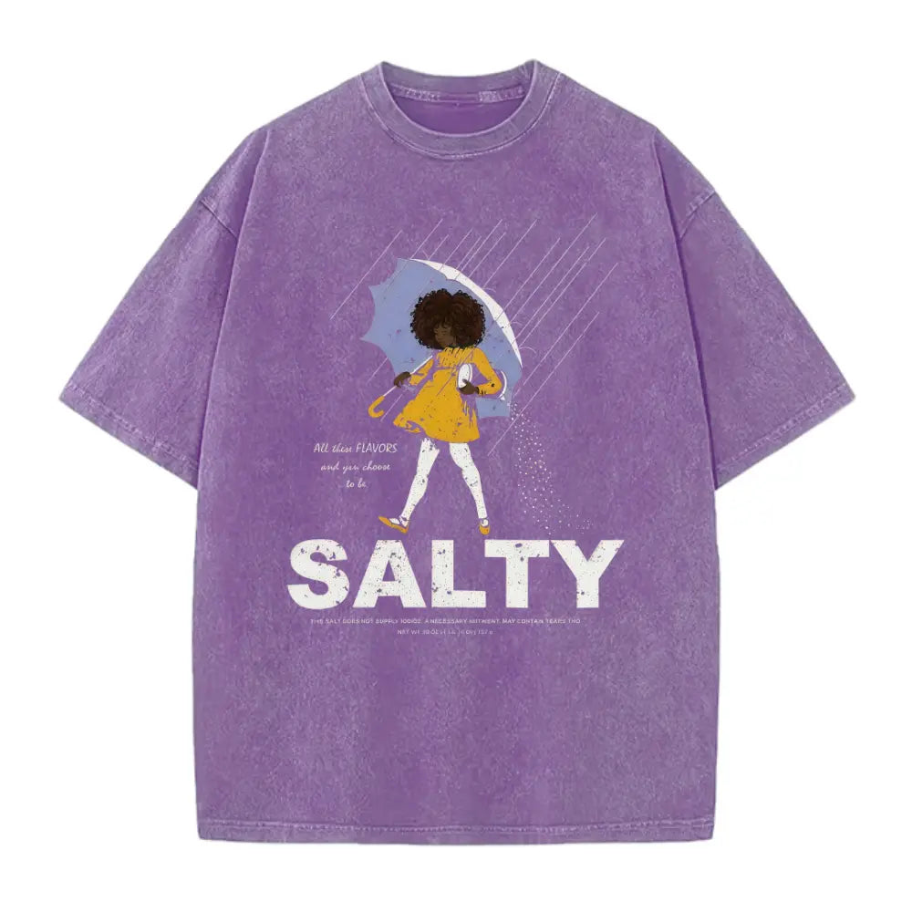 Black Salty girl with umbrella T-Shirt | Rainy day| Sarcastic Funny Shirt| Women's Vintage Tee| African American| Gift For Black Women