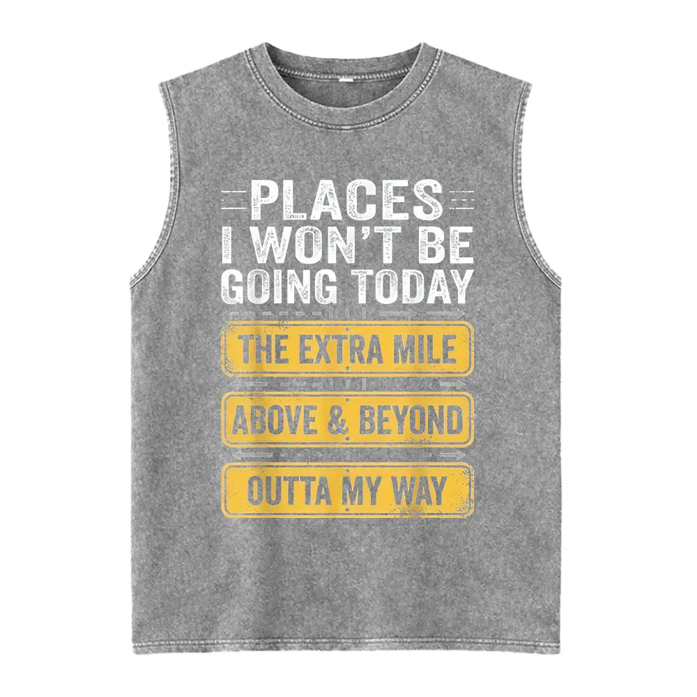 Men's Funny "Places I Won't Be Going Today" T-Shirt - Humorous Slogan Print, Soft Breathable Round Neck Short Sleeve Tee Suitable for Casual Wear