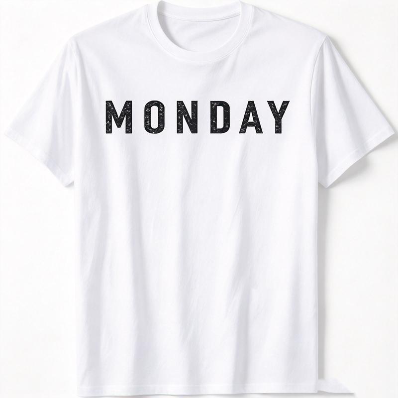 Casual T-shirt Days of the WEEK tshirt series 'MONDAY' distressed T-Shirt Menswear Top