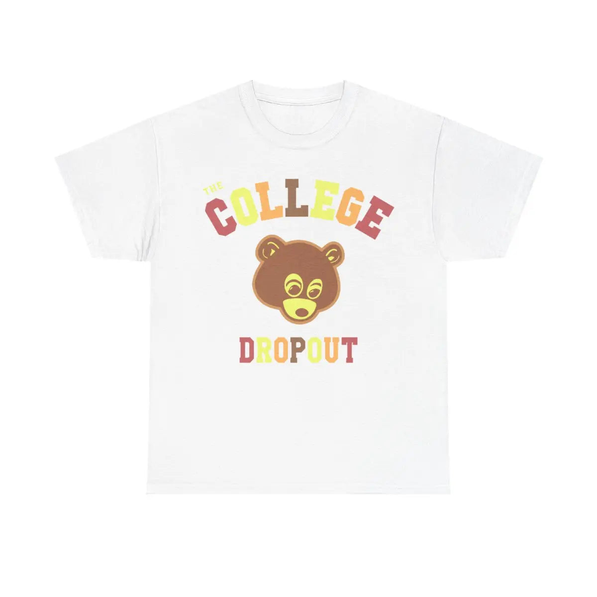 Men's "College Dropout" Inspired Pure Cotton Round Neck Short-Sleeve Casual Print Tee, Menswear Classic Streetwear Top, Machine Washable Comfy Graphic Shirt
