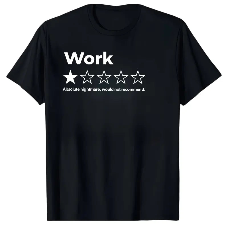 Unisex Adult 100% Cotton Short-Sleeve Streetwear T-Shirt - Black, Funny 1-Star Review Graphic Top, Casual Outdoor Garment for Men & Women