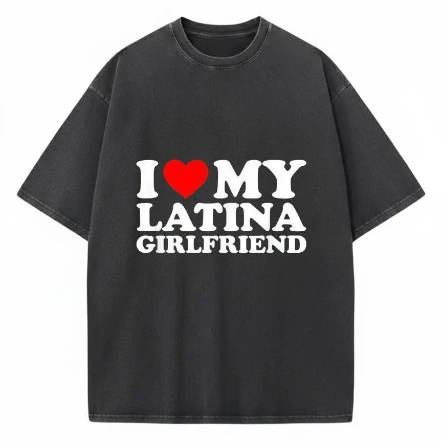 Men's 100% Cotton Round Neck Graphic T-Shirt with "I Love My Girlfriend" Print, Soft Unique Gifts for Boyfriend, Cute GF Gift for Man, Male Casual Tops,sohochic