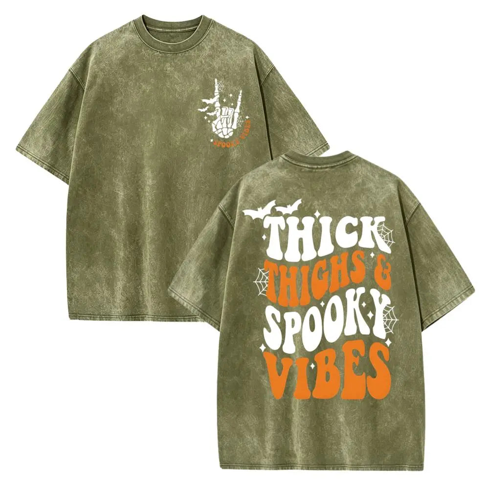Thick Thighs and Spooky Vibes, Halloween, Spooky Season, Retro Halloween Funny Halloween Cut File for Cricut Digital