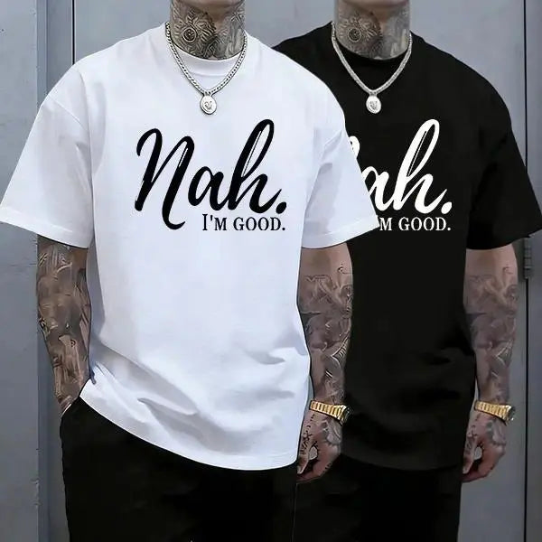 Men’s 100% cotton loose street-style T-shirt with a satirical humor graphic print—a trendy urban casual short-sleeve top, a best-selling funny and ironic fashion piece. tiktokshopspringglowup,father'sdaygifts