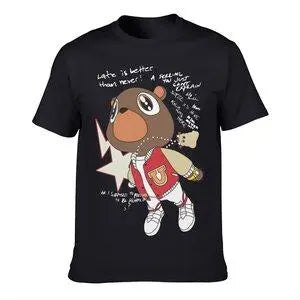Graduation Bear Graphic Tee, Y2K Rap Streetwear T-Shirt, Unisex Crew Neck, Vintage Hip-Hop Graphic, Sports Style, Casual Cotton Fit, Shortsleeve, Round Neck