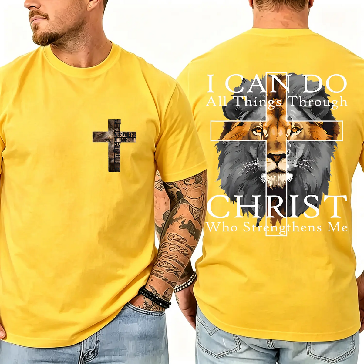 4th Strong Lion With Cross Christian Faith Inspirational T-Shirt 4th