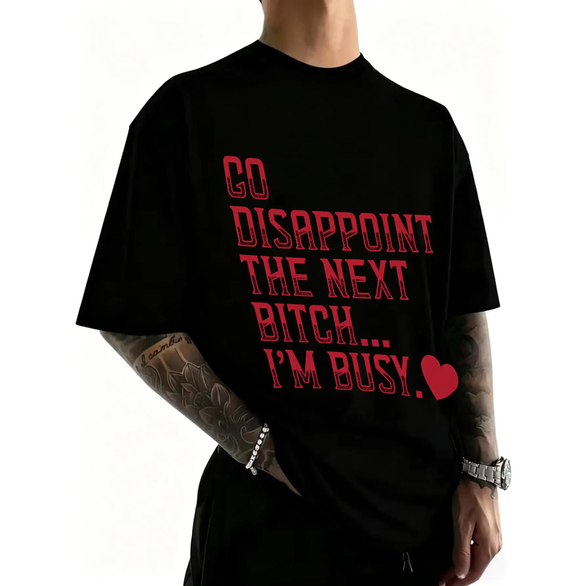 100% Cotton Go Disappoint The Next Bitch I'm Busy Heart T-Shirt Women Men Unisex Clothing Streetwear