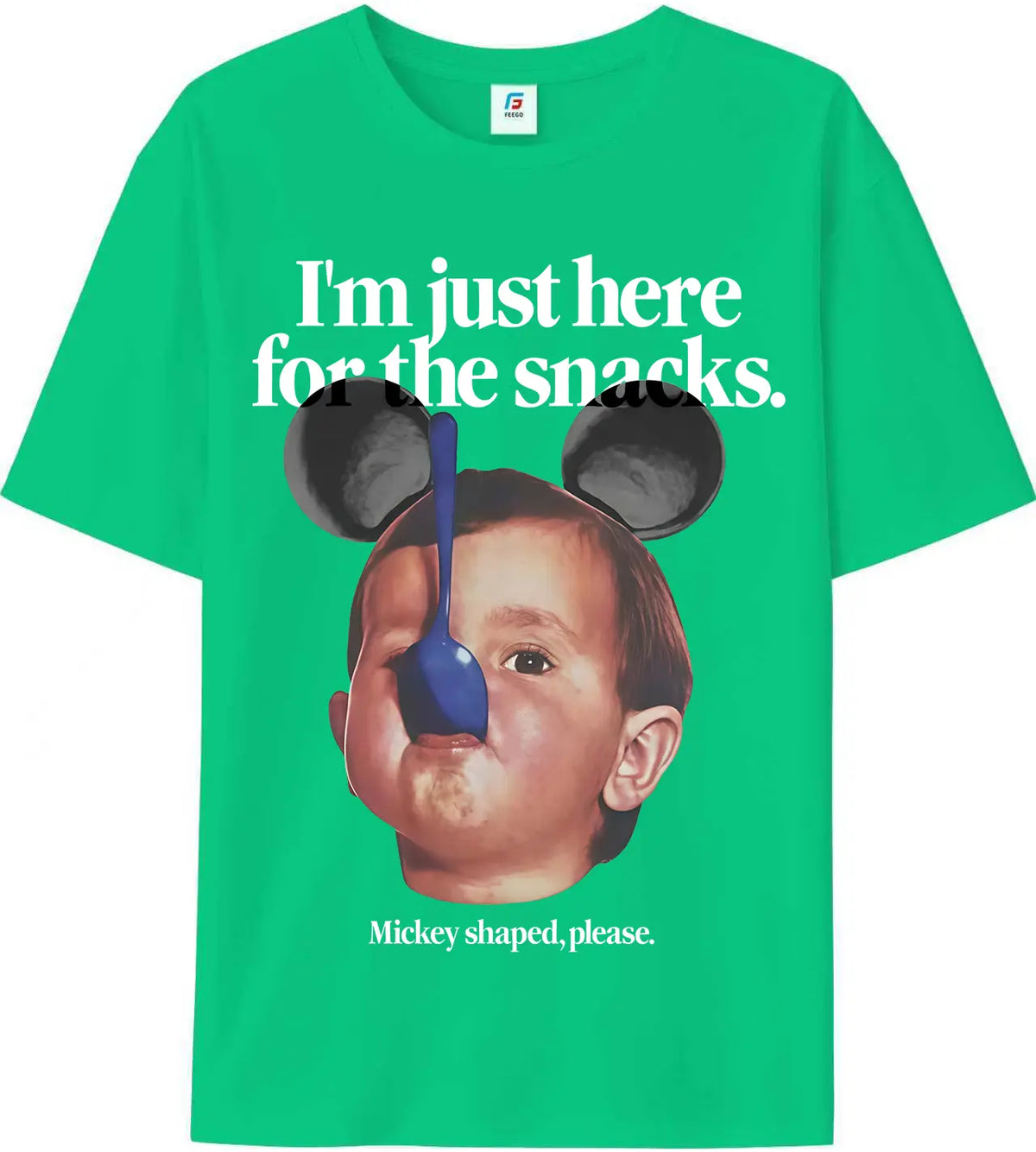 FEEGO Men's Unisex Short-Sleeve Round Neck T-Shirt - Funny Magic Kingdom "I'm Just Here For The Snacks" Graphic Top, Menswear Streetwear, Fast-Paced Gift for Boyfriend Men's Clothing Merch