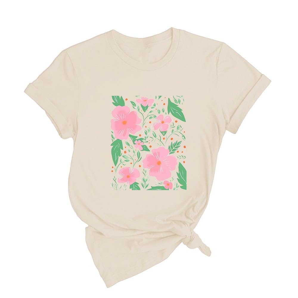 Rocksir Wildflower Shirt for Women,Vintage Floral Plant Graphic T-Shirts