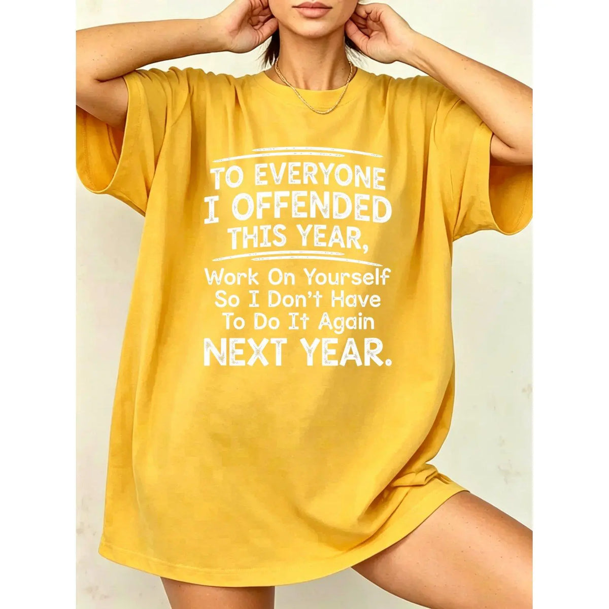 Men's Short Sleeve T shirts Funny "To Everyone I Offended This Year Work On" Quote Sports Summer Party Graphic Tee with Digital Print Regular Fit Classic Crew Neck