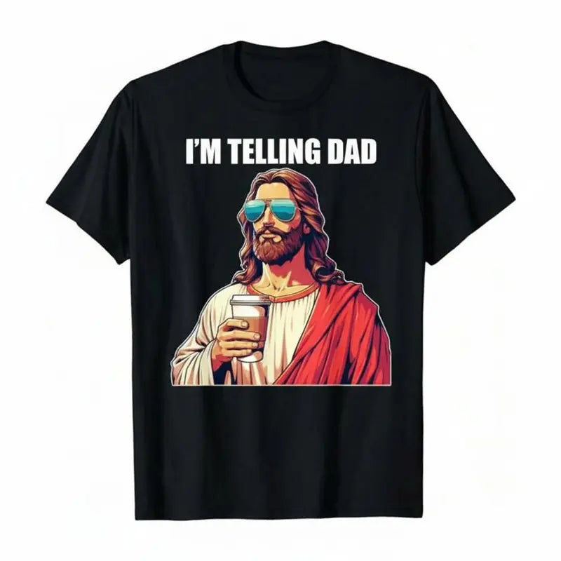 The American Spirit I'm Telling Dad Jesus Lovers T-Shirt for Football Boys Kids Easter Fun Humorous Phrase Playful Message