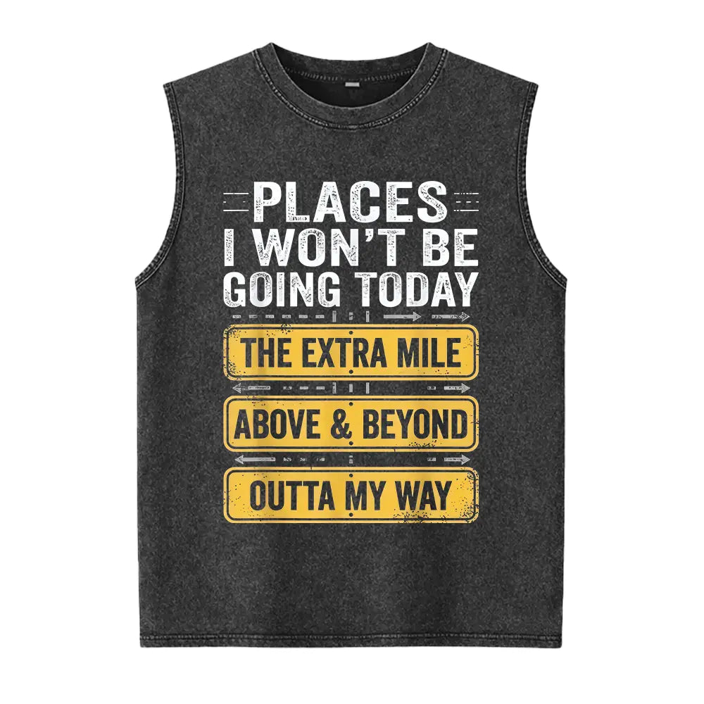 Men's Funny "Places I Won't Be Going Today" T-Shirt - Humorous Slogan Print, Soft Breathable Round Neck Short Sleeve Tee Suitable for Casual Wear
