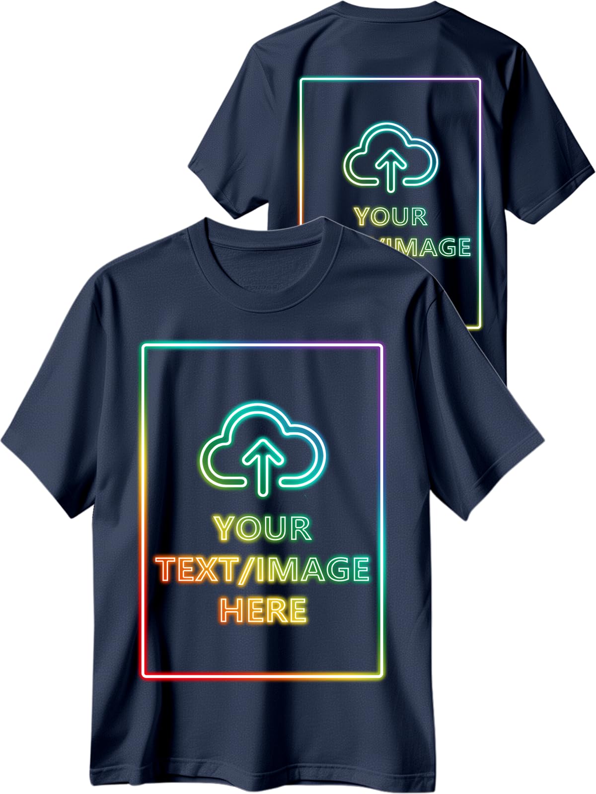 Custom T Shirts with Photo Logo Text Front Back Print Bulk Cotton Tee