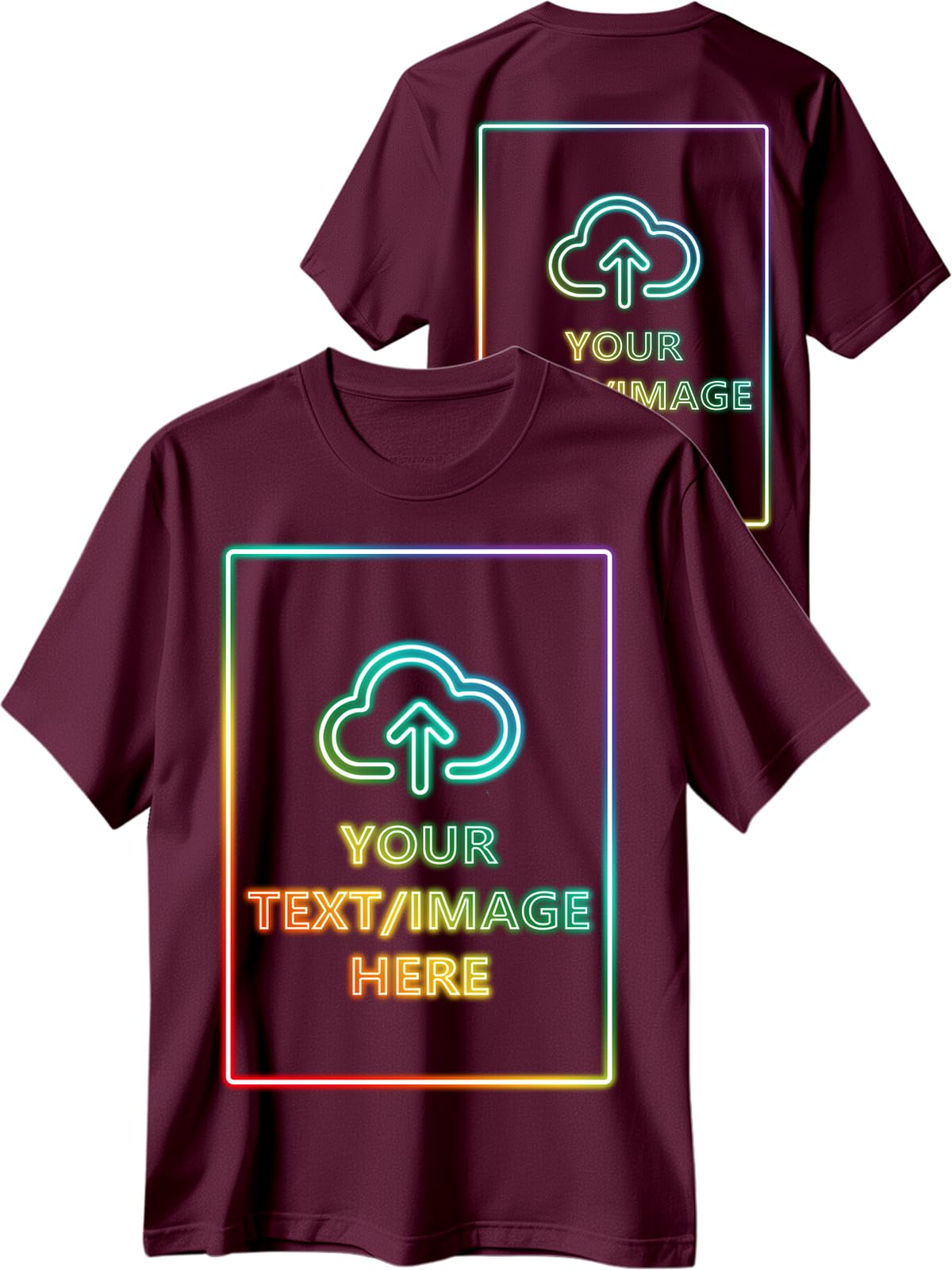 Custom T Shirts with Photo Logo Text Front Back Print Bulk Cotton Tee