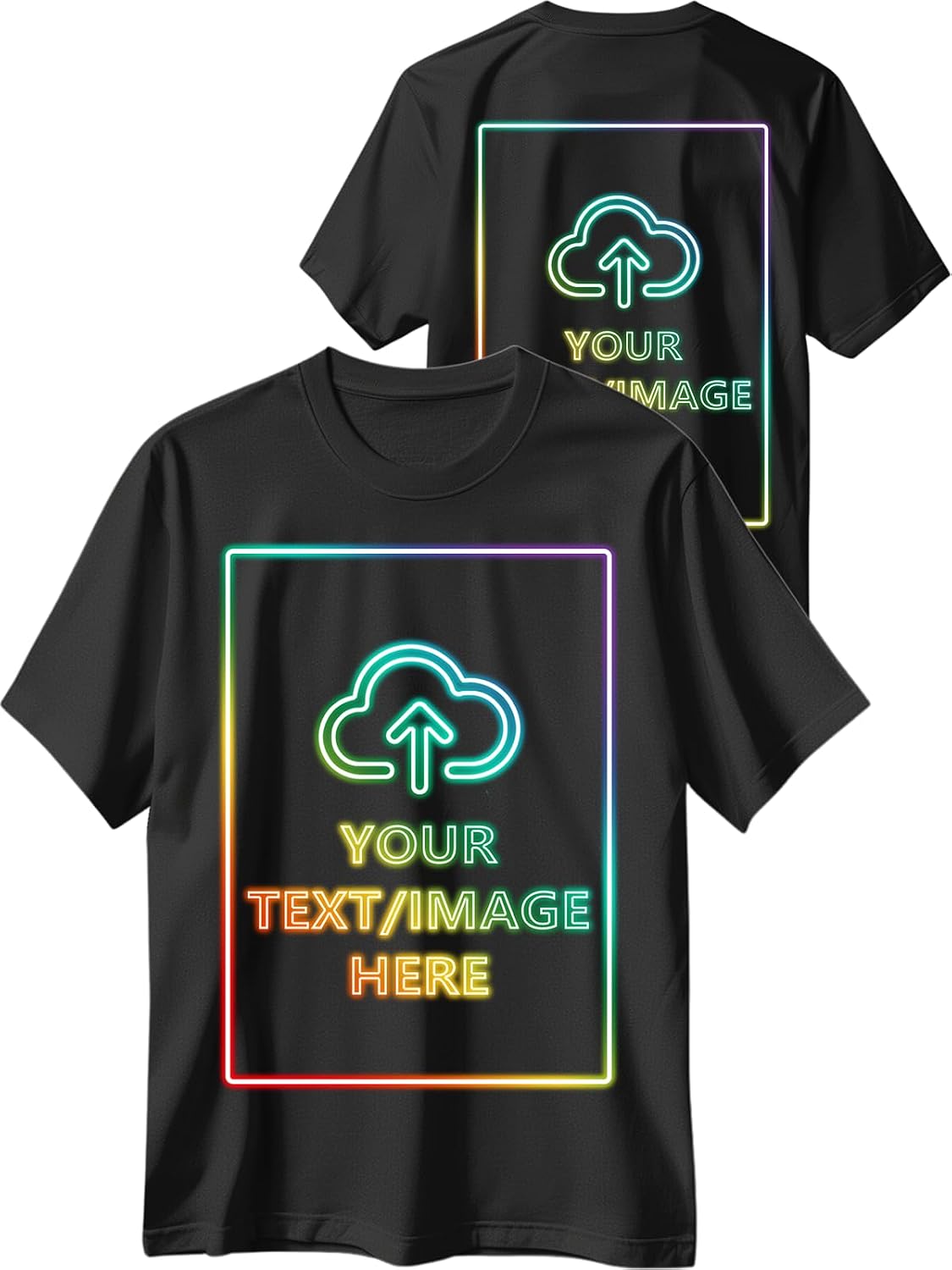 Custom T Shirts with Photo Logo Text Front Back Print Bulk Cotton Tee