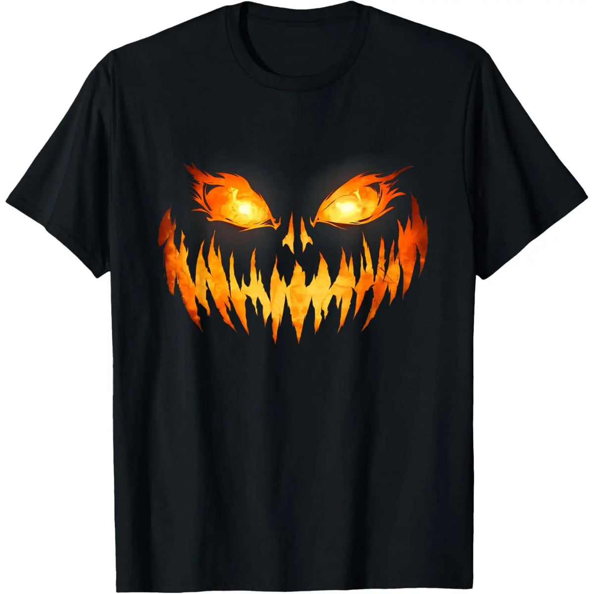 Men's Relaxed-Fit Oversized Short-Sleeve Round Neck Breathable Menswear Tops, Scary Jack O' Lantern Pumpkin Print Halloween T-Shirt