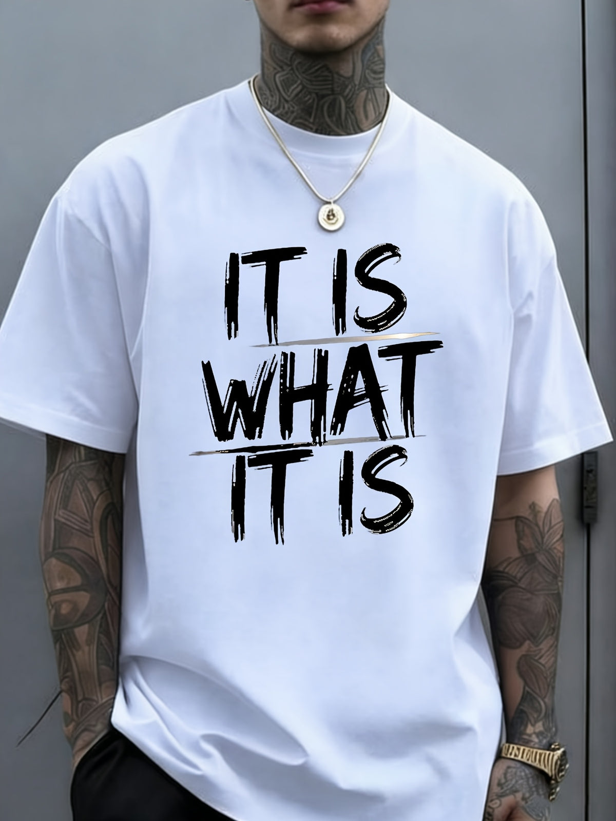 It Is What It Is Quote Men'S Casual Crew Neck Short Sleeve T-Shirt for Summer Can Be Worn by Both Men And Unisexianai Breathable Sweat-Wicking And Soft Suitable for Daily Commutes Lounging at Home And Casual Wear Matching Outfits for Couples to Anno
