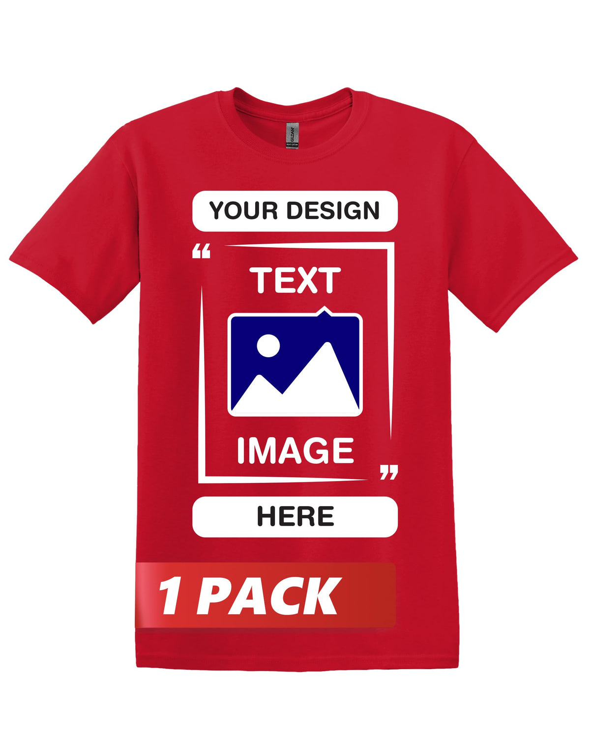 Gildan Custom T-Shirts - Personalized Unisex Crewneck Tee Shirt - Customize Your Image, Text & Photo - Men Women Adult