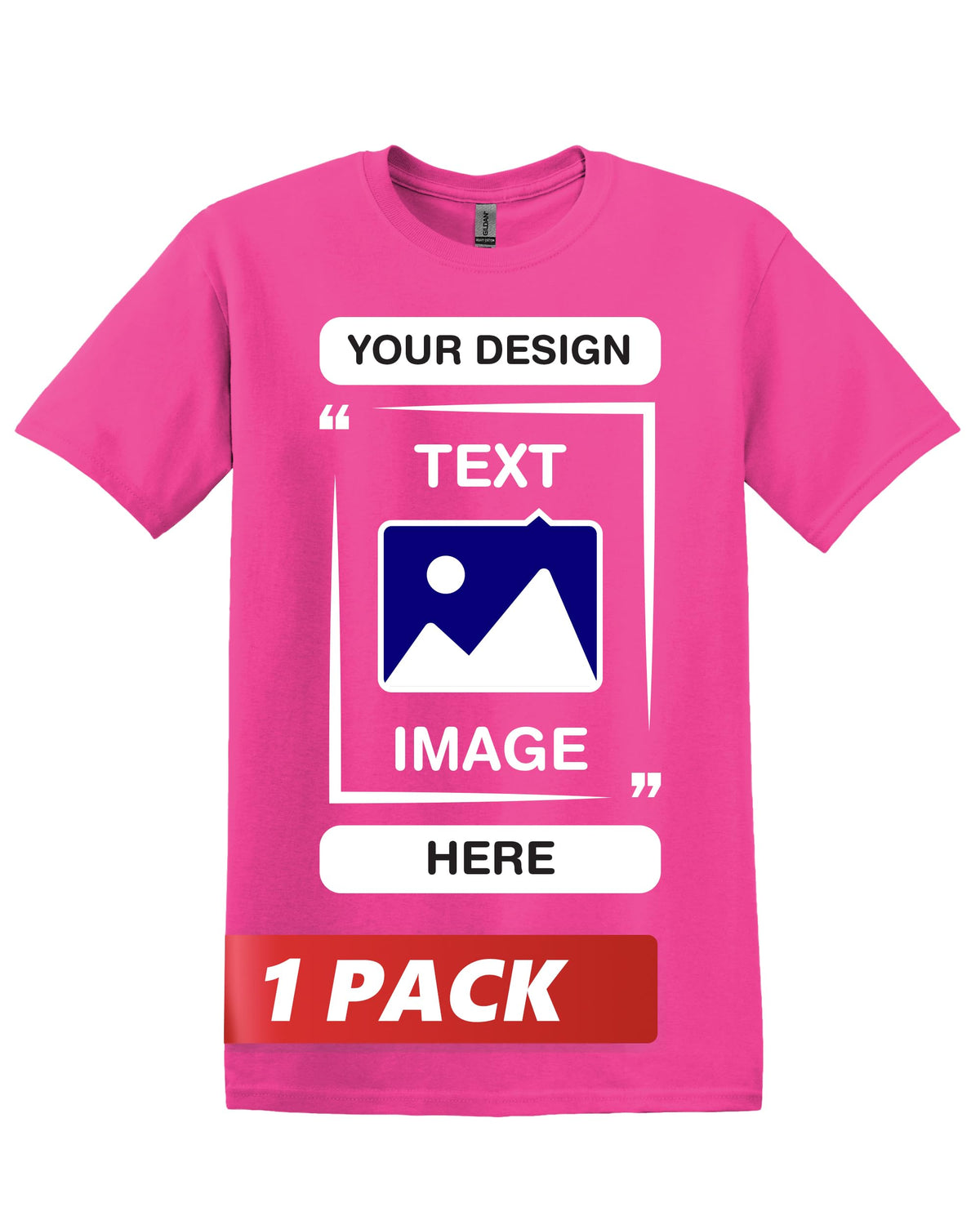 Gildan Custom T-Shirts - Personalized Unisex Crewneck Tee Shirt - Customize Your Image, Text & Photo - Men Women Adult