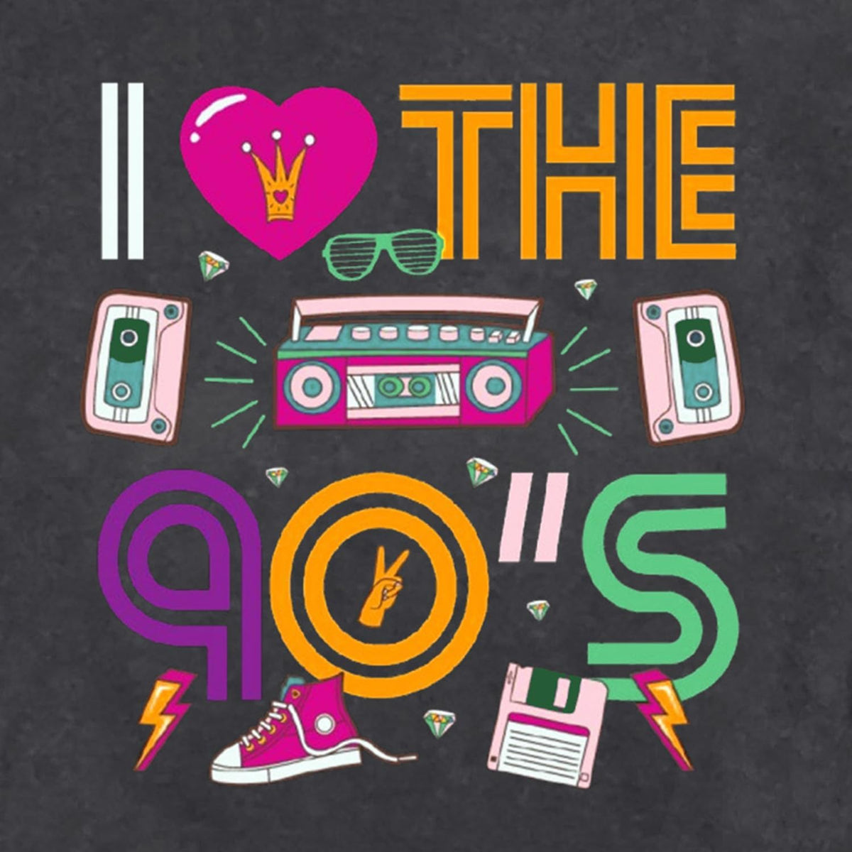 Womens 90s Shirt Retro 90s Vibes Music Party T-Shirt Back to The 90's Tee Vintage Neon Tops