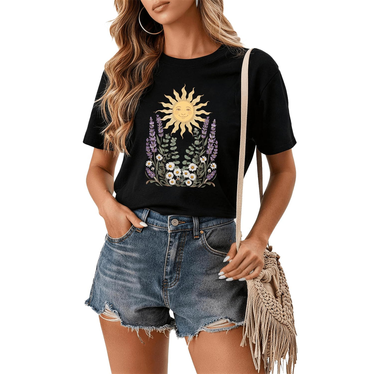 Rocksir Wildflower Shirt for Women,Vintage Floral Plant Graphic T-Shirts
