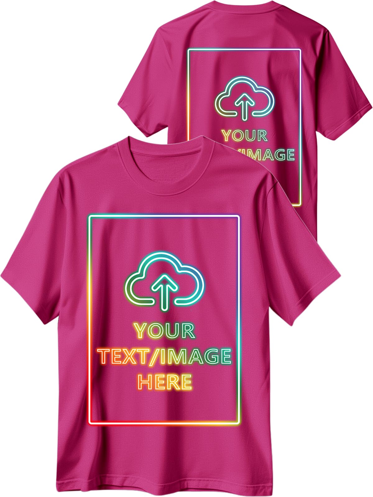 Custom T Shirts with Photo Logo Text Front Back Print Bulk Cotton Tee