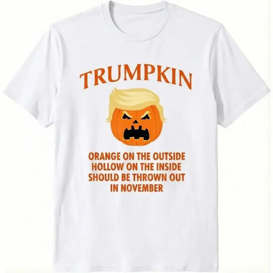 Trumpkin Halloween T-Shirt Sarcastic Anti Trump Graphic Tee Funny Political Pumpkin Shirt Novelty Fall Election Humor Unisex Cotton breathable Top black navy casual comfort printed crewneck short sleeve fashion top,sohochic