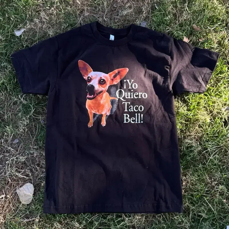 Women's Unisex Fit Funny Chihuahua Vibrant Print Short-Sleeve Round Neck Casual Tee - 100% Soft 6oz Cotton Breathable Novelty Topsleeve Shirt, Shortsleeve