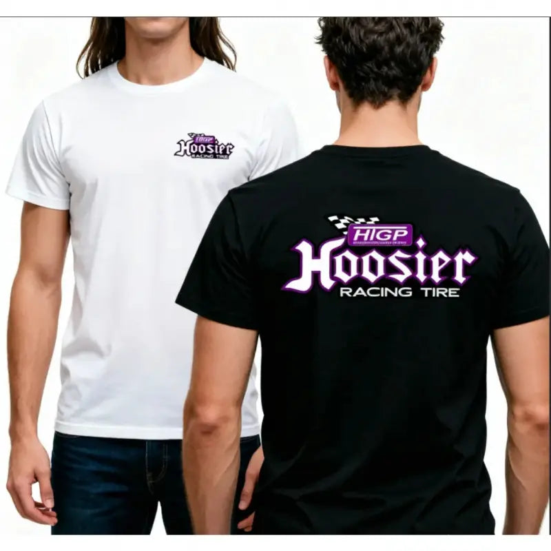 Men's Unisex Hoosier Racing Tire Graphic T-Shirt - Retro Chic, Tailored Cut, Breathable Cotton, Moderately Stretchy Hardcore Racing Style Top for Speed Enthusiasts, Perfect Summer Casual Wear