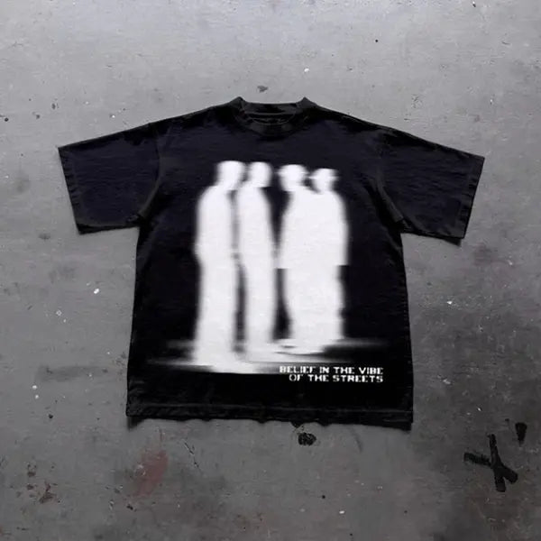 Gildan Men's Women's T-shirt, Street Atmosphere Virtual Shadow Characters Shadow Graphic Cotton T-Shirt, grunge y2k emo scene tapout goth amity affliction style clothes, Unisex T-shirt