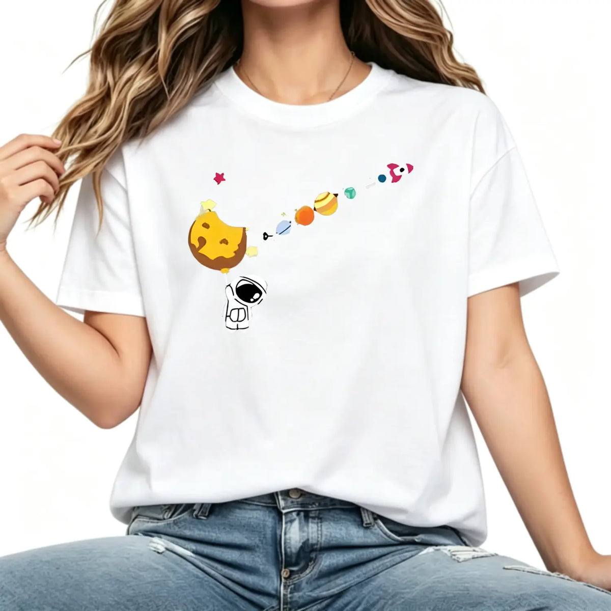 Celestial Space Planet Graphic Cotton Unisex T Shirt Breathable Galaxy Design Casual Summer Apparel for Men and Women,sohochic