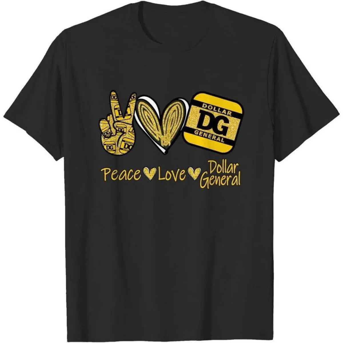 Cotton Short Sleeve Peace Love Dollar General DG Motivation Inspiration T-Shirt Birthday Gift Small For Men Women. graphic tee