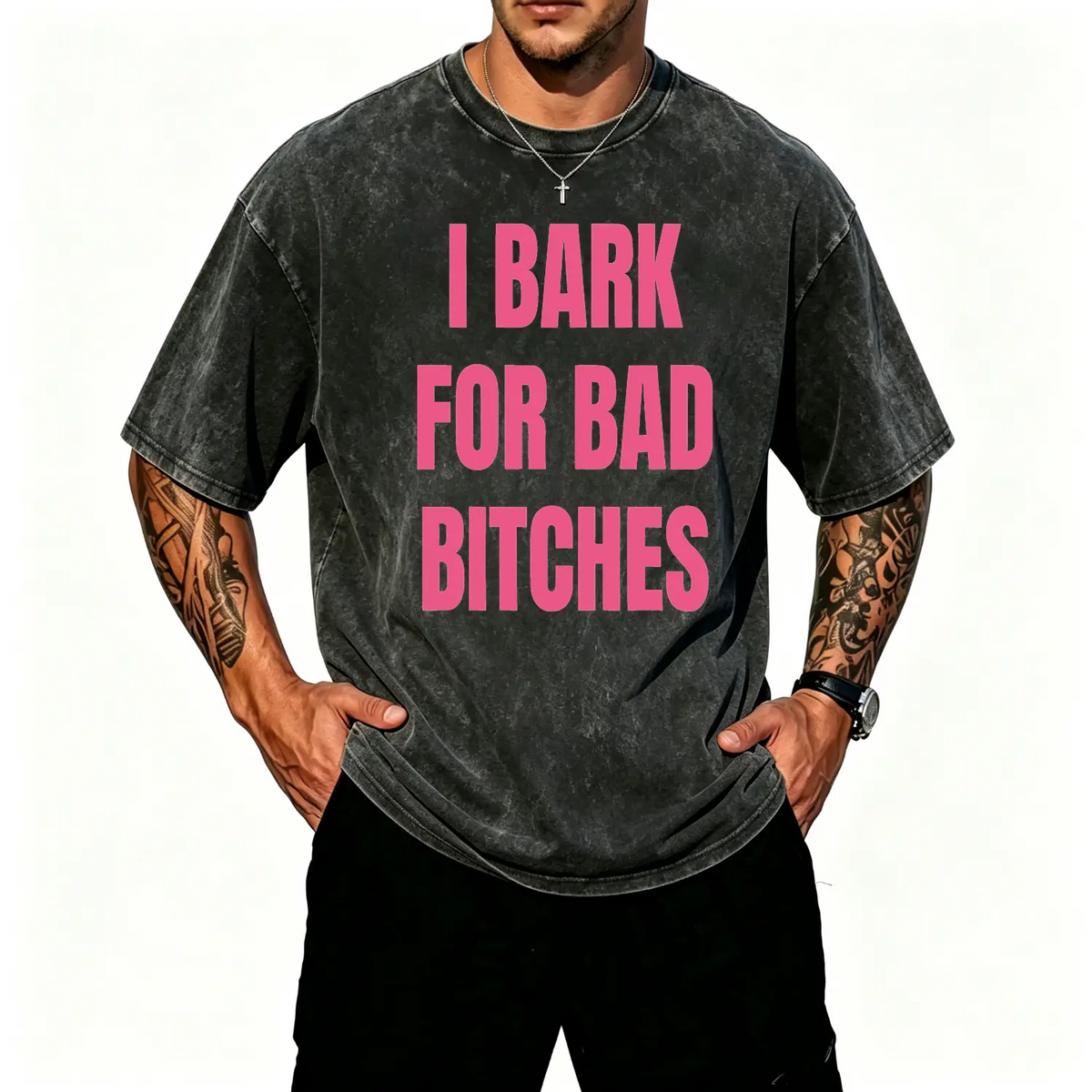 Women's Short-Sleeve Round Neck "I Bark for Bad Bitches" Graphic Tee - Casual, Funny Shirts, Sarcastic Apparel, Gen Z Delulu Dog Boy Unhinged Semp Energy Top, Graphic Tees Women, Shortsleeve, Durable Stitching, Breathable Fabric,sohochic