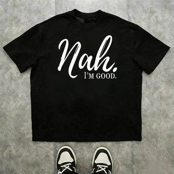 Men’s 100% cotton loose street-style T-shirt with a satirical humor graphic print—a trendy urban casual short-sleeve top, a best-selling funny and ironic fashion piece. tiktokshopspringglowup,father'sdaygifts