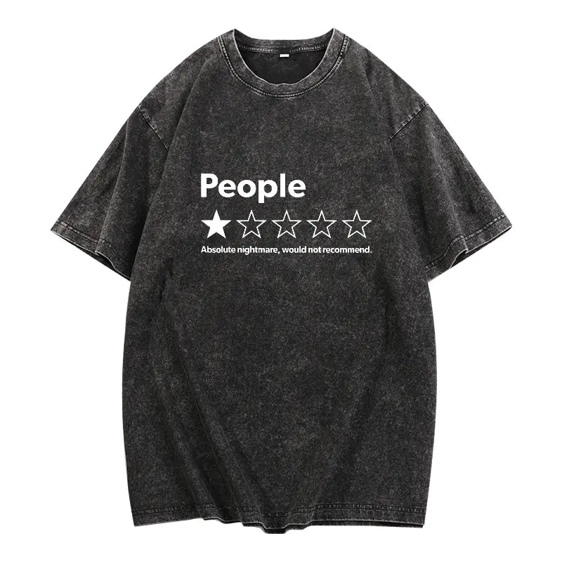 Unisex Adult 100% Cotton Short-Sleeve Streetwear T-Shirt - Black, Funny 1-Star Review Graphic Top, Casual Outdoor Garment for Men & Women