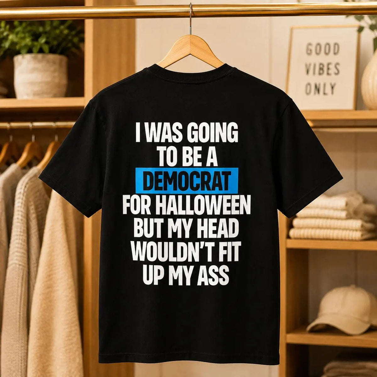 Men's Sarcastic Political Halloween Graphic T-Shirt - Cotton Short-Sleeve Casual Tee with Funny Back Print, Novelty Top for Halloween Party
