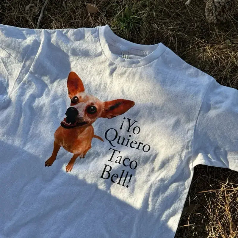 Women's Unisex Fit Funny Chihuahua Vibrant Print Short-Sleeve Round Neck Casual Tee - 100% Soft 6oz Cotton Breathable Novelty Topsleeve Shirt, Shortsleeve