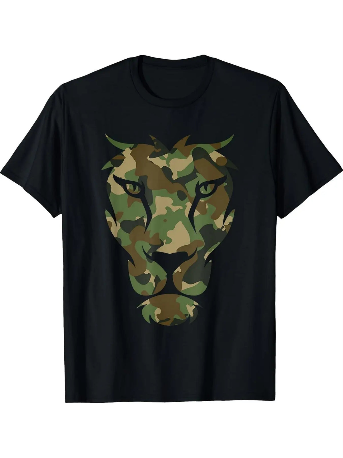 2026 New Arrival Men's Camouflage Lion Head T-Shirt - Breathable Soft Round Neck Short-Sleeve Outdoor Fabric Casual Streetwear Dad Gift Top Graphic Tee Summer Tees,clothes for back to school,first day of school outfits,sohochic