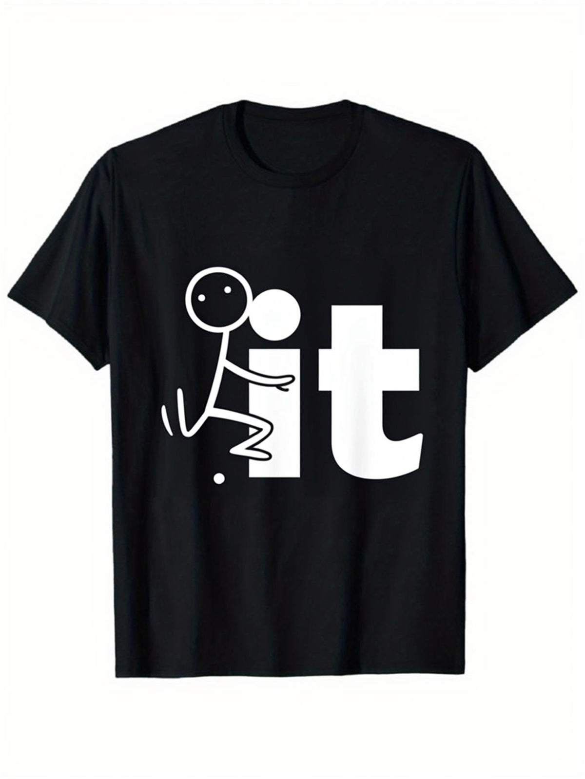 Men'S Heavyweight Pure Black Short-Sleeve T-Shirt, Loose Fit, Drop Shoulder, Versatile Basic Style, Casual Daily Wear, Commuting, Plus Size Top