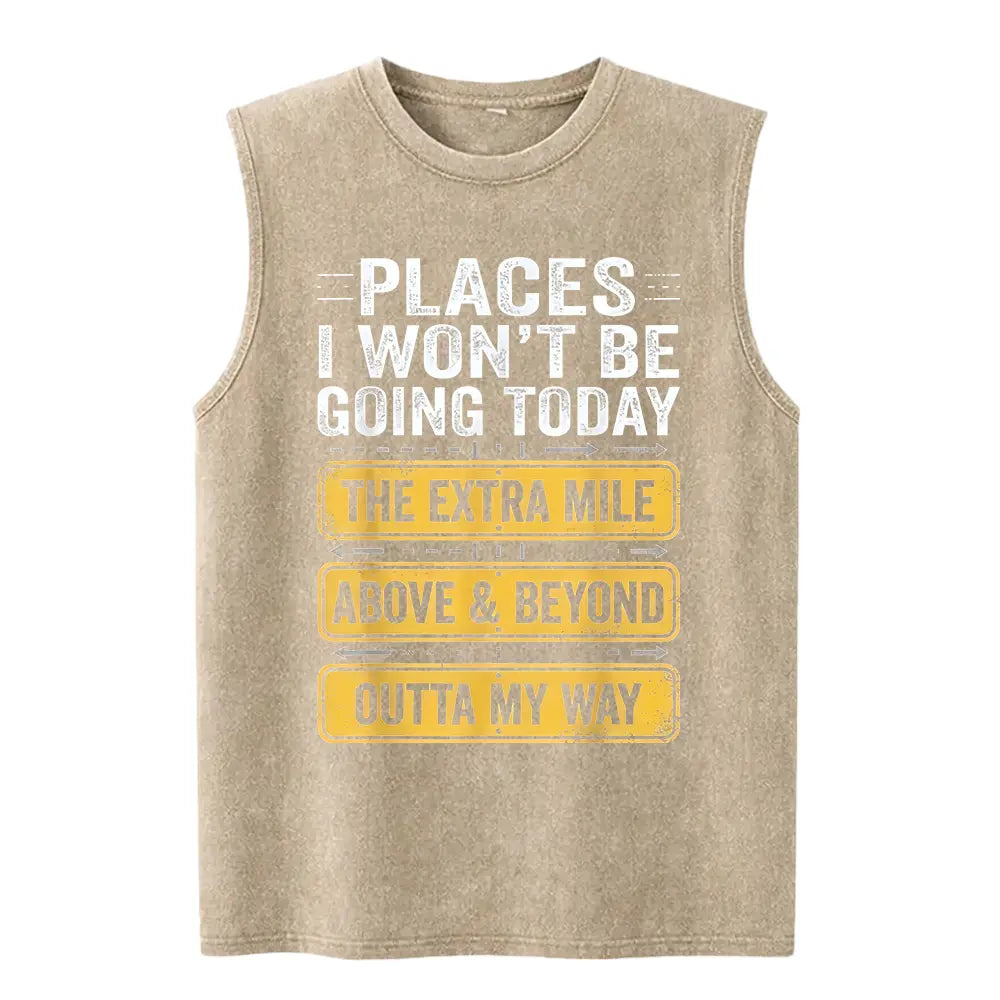 Men's Funny "Places I Won't Be Going Today" T-Shirt - Humorous Slogan Print, Soft Breathable Round Neck Short Sleeve Tee Suitable for Casual Wear