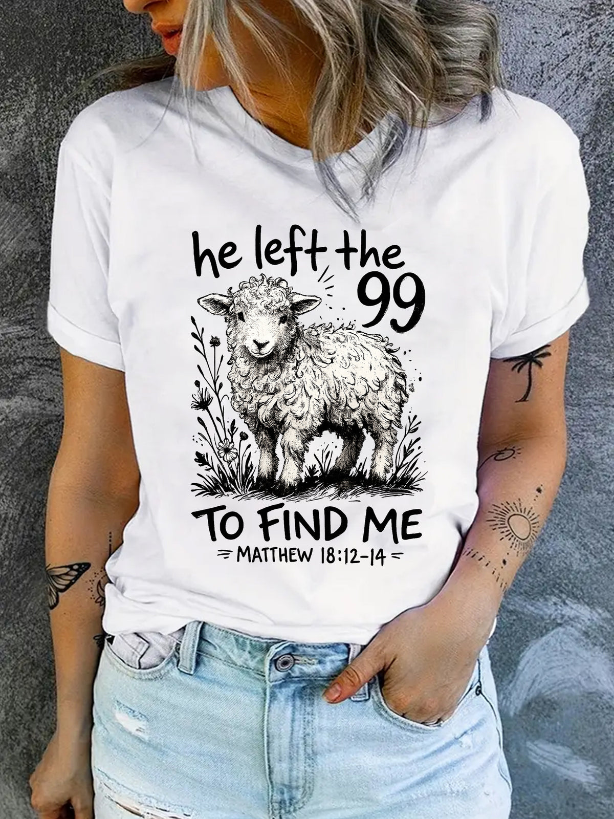 He Left Behind Those Ninety-nine Christian T-shirts-T-shirts, Funny Tees, Women's Shirts, Women's Clothing, and Ladies' T-shirts.